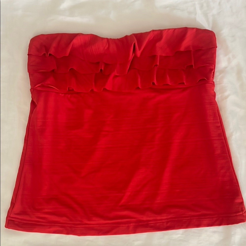 Mossimo Orange Size Large Strapless, Ruffle Swim Top